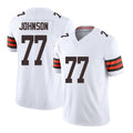 Cleveland #77 Johnson Player Football V Neck Short Sleeve White Jersey Zion For Men Youth Women Gift