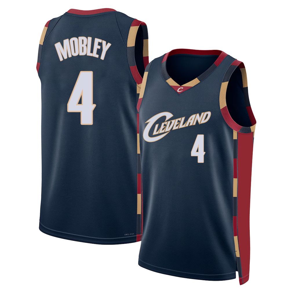 Cleveland #4 Mobley Player Basketball Sleeveless Navy Jersey Evan For Adult Youth