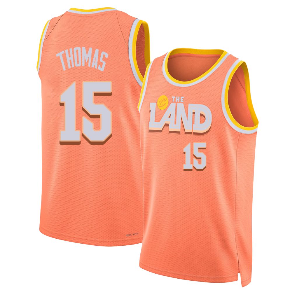 Cleveland #15 Thomas Player Basketball Sleeveless Orange Jersey Meleek For Adult Youth