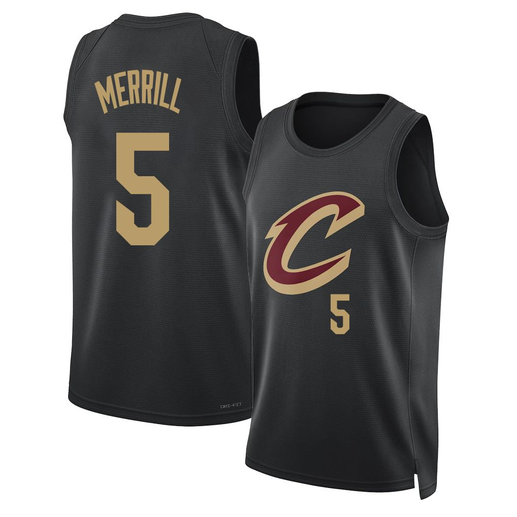 Cleveland #5 Merrill Player Basketball Sleeveless Black Jersey Sam For Adult Youth