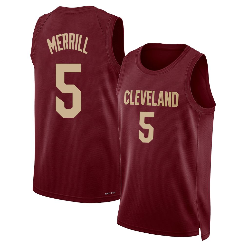 Cleveland #5 Merrill Player Basketball Sleeveless Wine Jersey Sam For Adult Youth