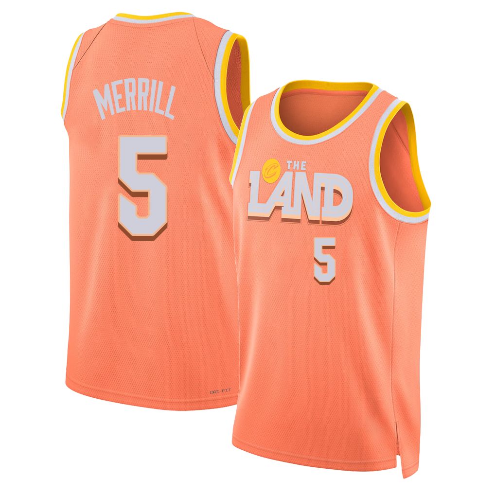 Cleveland #5 Merrill Player Basketball Sleeveless Orange Jersey Sam For Adult Youth