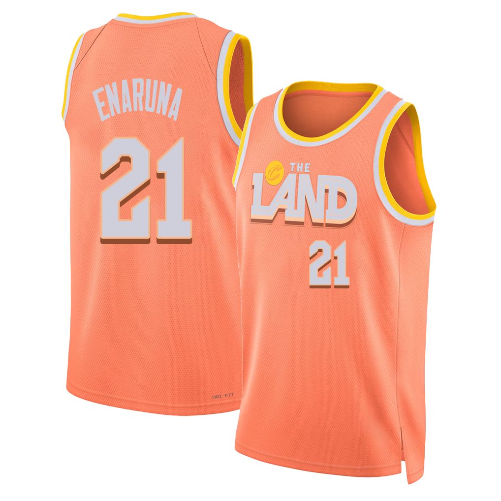 Cleveland #21 Enaruna Player Basketball Sleeveless Orange Jersey Tristan For Adult Youth