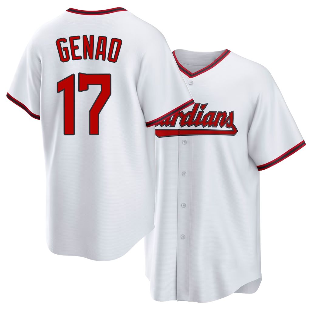 Cleveland #17 Genao Player Baseball Short Sleeve White Jersey Angel For Men Women Youth Gift