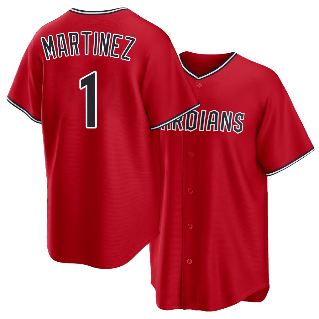 Cleveland #1 Martinez Player Baseball Short Sleeve Red Jersey Angel For Men Women Youth Gift