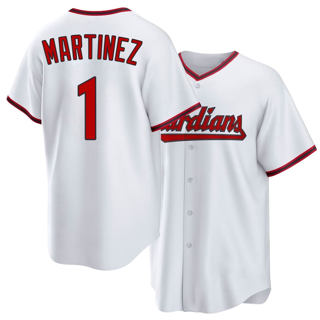 Cleveland #1 Martinez Player Baseball Short Sleeve White Jersey Angel For Men Women Youth Gift