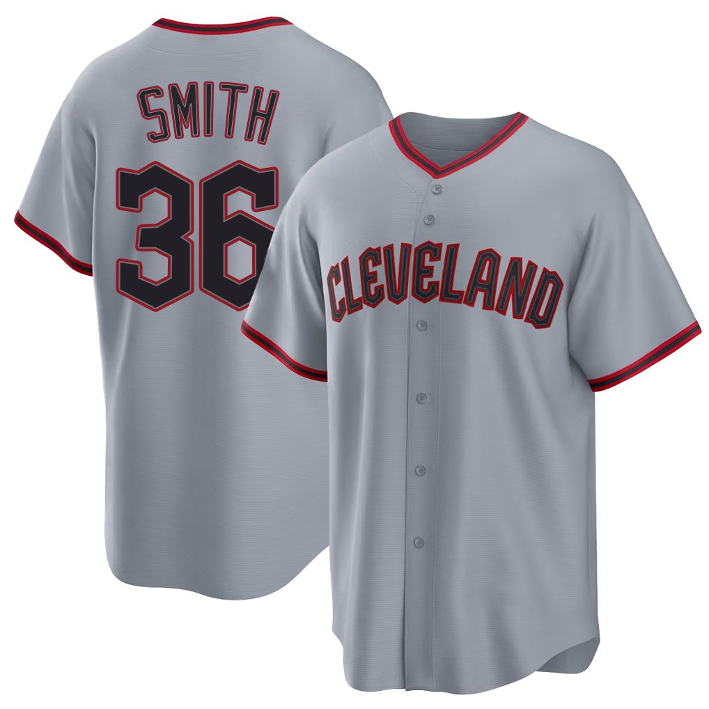 Cleveland #36 Smith Player Baseball Short Sleeve Gray Jersey Cade For Men Women Youth Gift