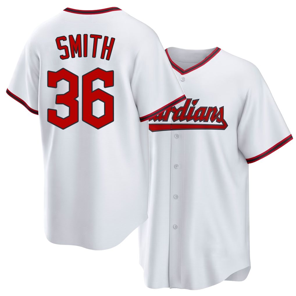 Cleveland #36 Smith Player Baseball Short Sleeve White Jersey Cade For Men Women Youth Gift