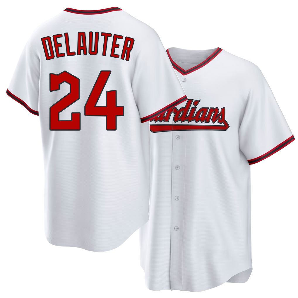 Cleveland #24 DeLauter Player Baseball Short Sleeve White Jersey Chase For Men Women Youth Gift