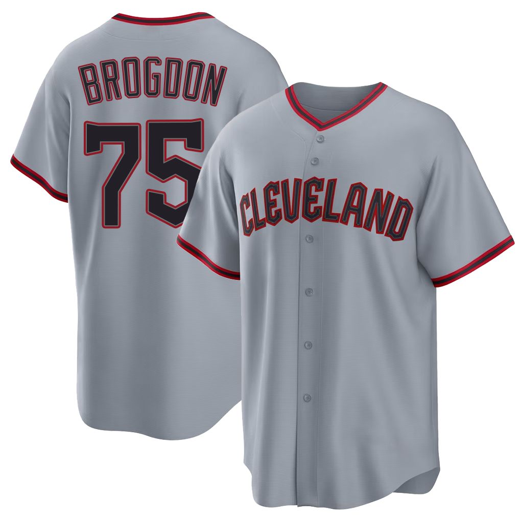 Cleveland #75 Brogdon Player Baseball Short Sleeve Gray Jersey Connor For Men Women Youth Gift