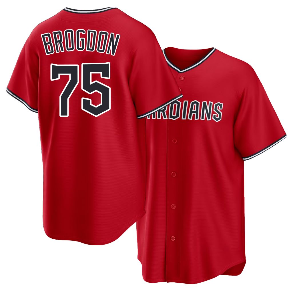 Cleveland #75 Brogdon Player Baseball Short Sleeve Red Jersey Connor For Men Women Youth Gift