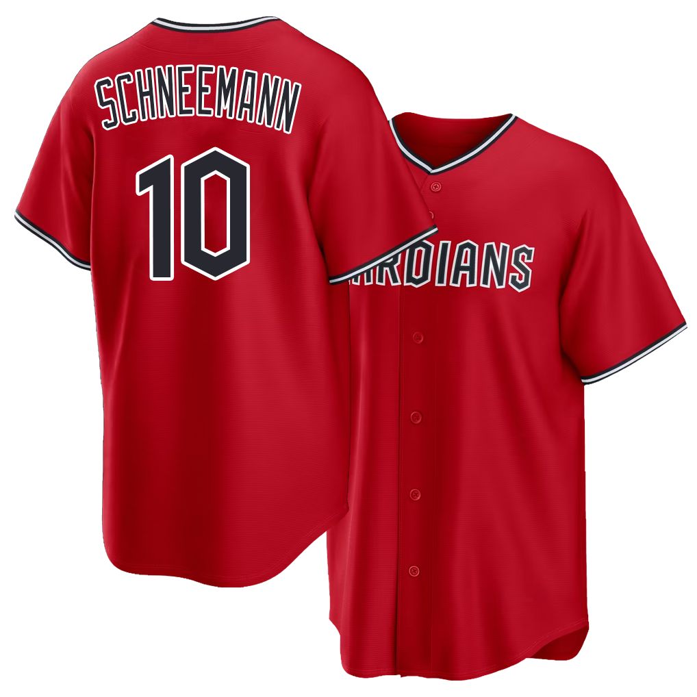 Cleveland #10 Schneemann Player Baseball Short Sleeve Red Jersey Daniel For Men Women Youth Gift