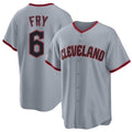 Cleveland #6 Fry Player Baseball Short Sleeve Gray Jersey David For Men Women Youth Gift