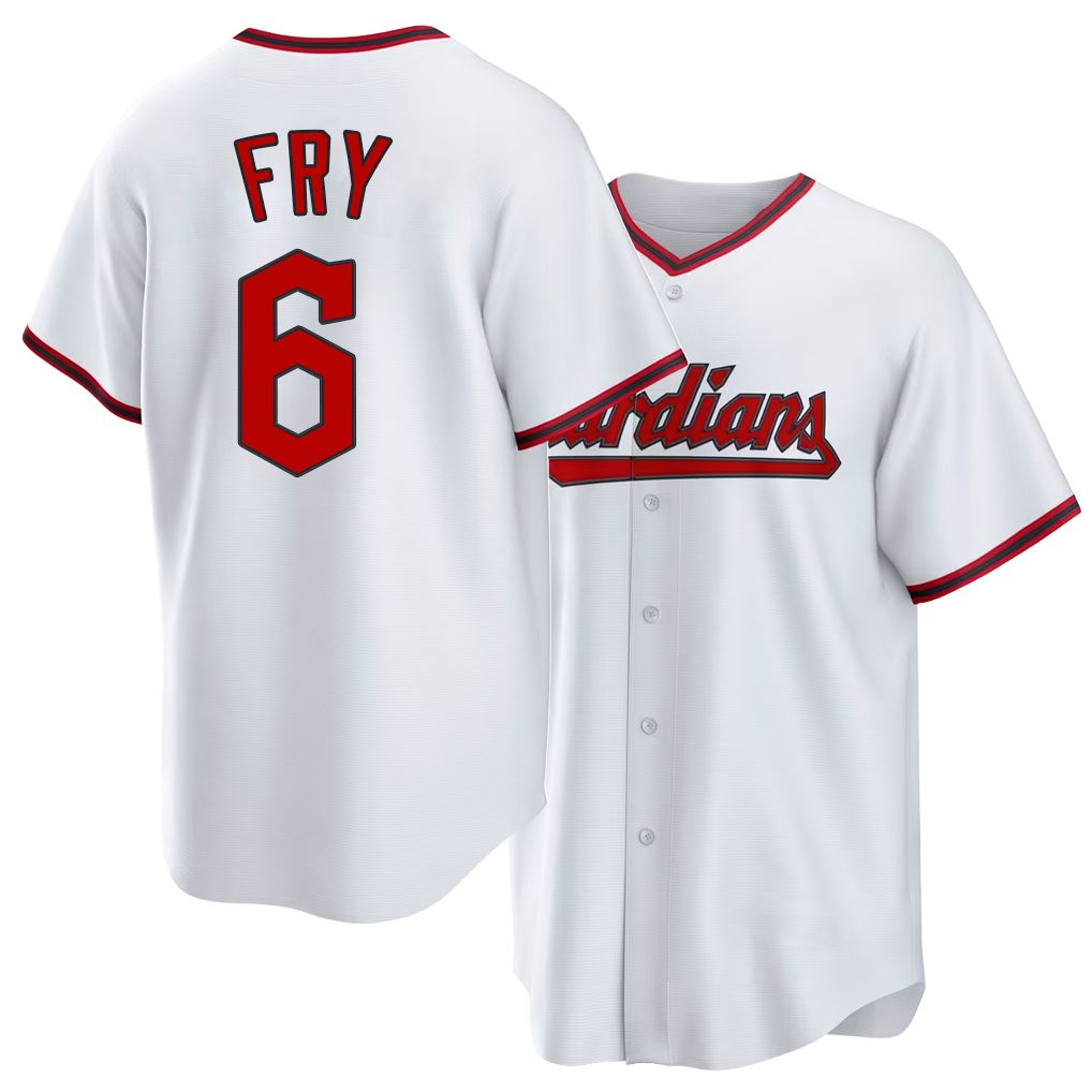 Cleveland #6 Fry Player Baseball Short Sleeve White Jersey David For Men Women Youth Gift