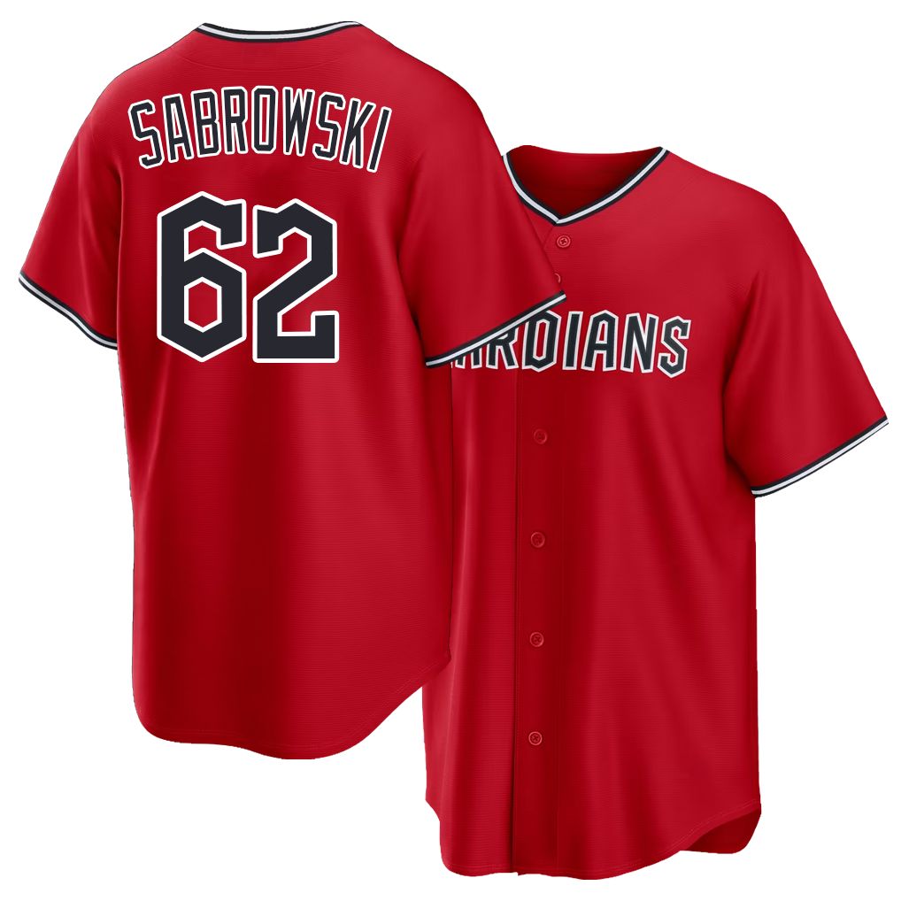 Cleveland #62 Sabrowski Player Baseball Short Sleeve Red Jersey Erik For Men Women Youth Gift
