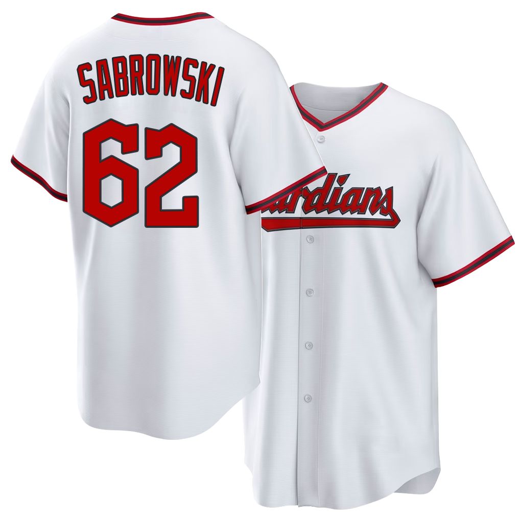 Cleveland #62 Sabrowski Player Baseball Short Sleeve White Jersey Erik For Men Women Youth Gift