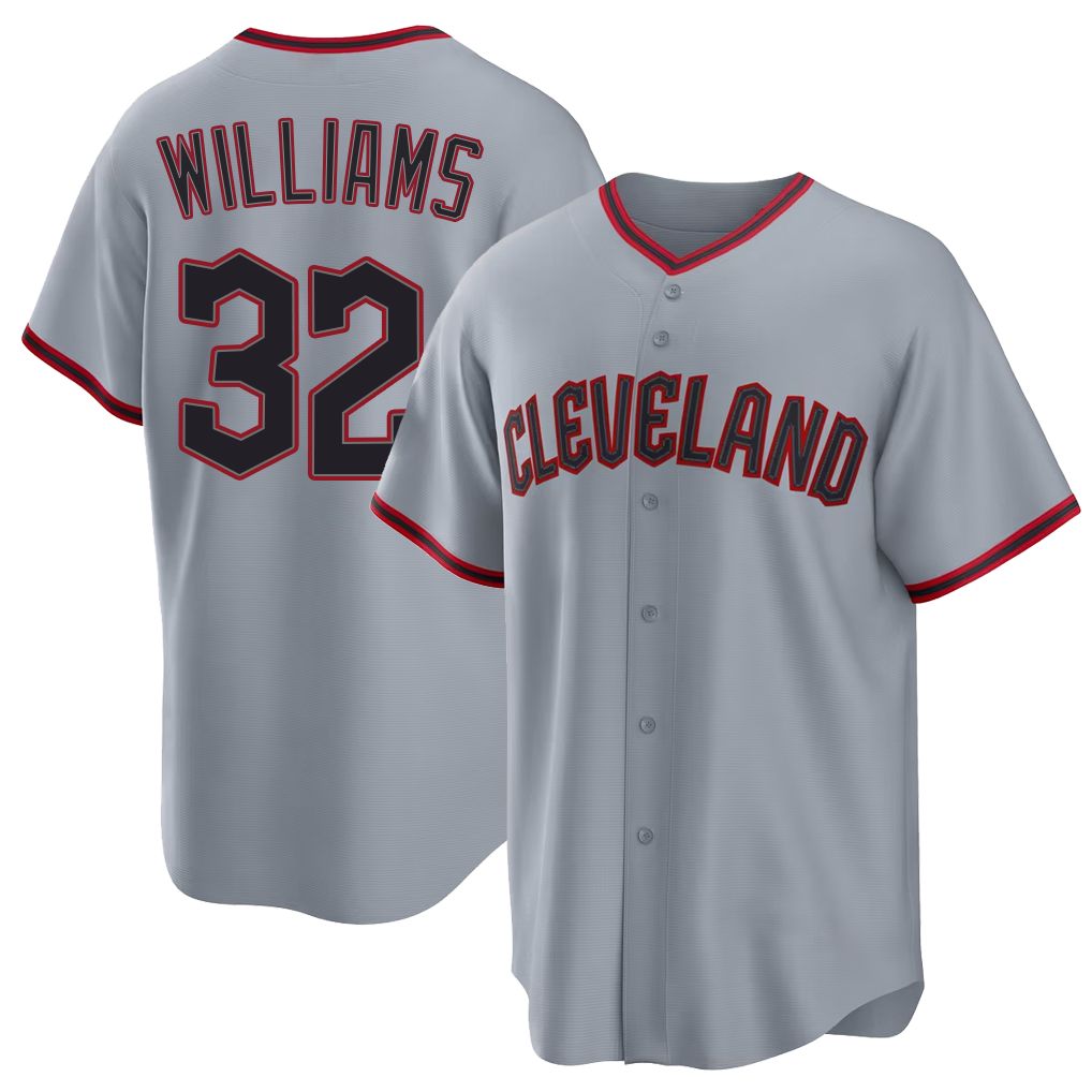 Cleveland #32 Williams Player Baseball Short Sleeve Gray Jersey Gavin For Men Women Youth Gift