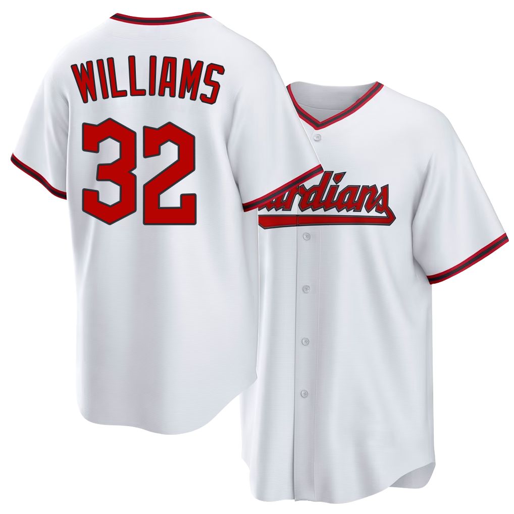 Cleveland #32 Williams Player Baseball Short Sleeve White Jersey Gavin For Men Women Youth Gift