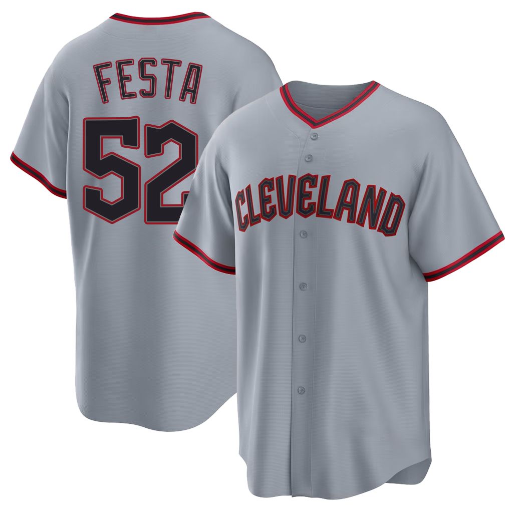 Cleveland #52 Festa Player Baseball Short Sleeve Gray Jersey Matt For Men Women Youth Gift