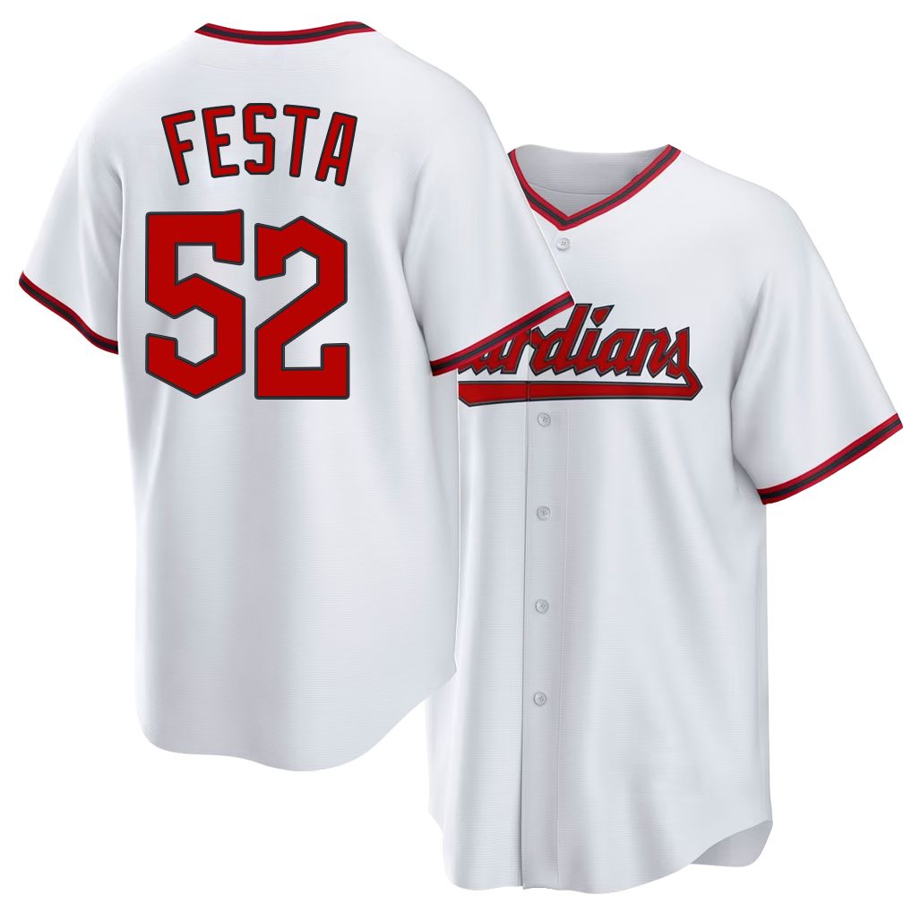 Cleveland #52 Festa Player Baseball Short Sleeve White Jersey Matt For Men Women Youth Gift