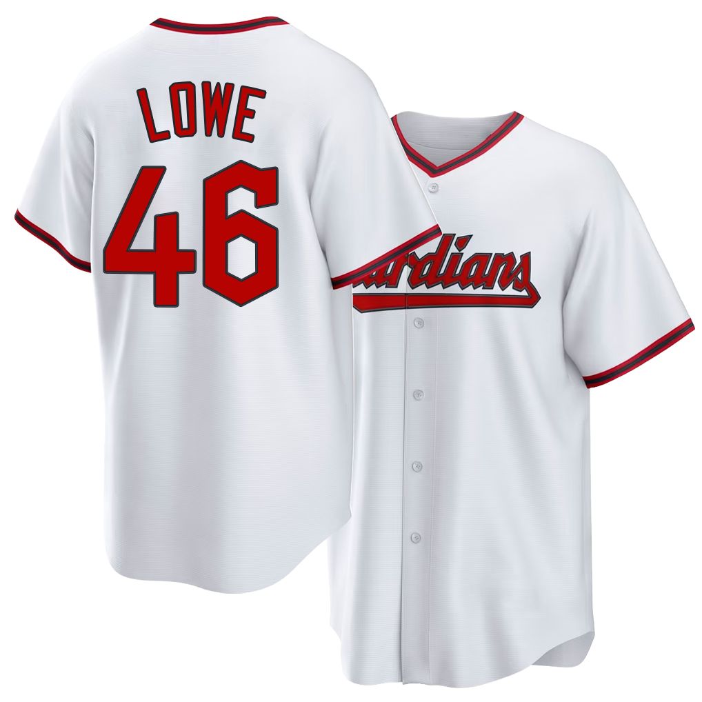Cleveland #46 Lowe Player Baseball Short Sleeve White Jersey Nathaniel For Men Women Youth Gift