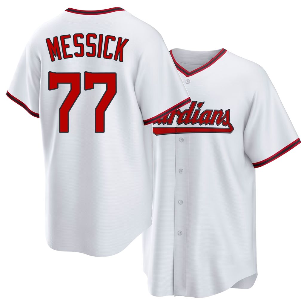 Cleveland #77 Messick Player Baseball Short Sleeve White Jersey Parker For Men Women Youth Gift