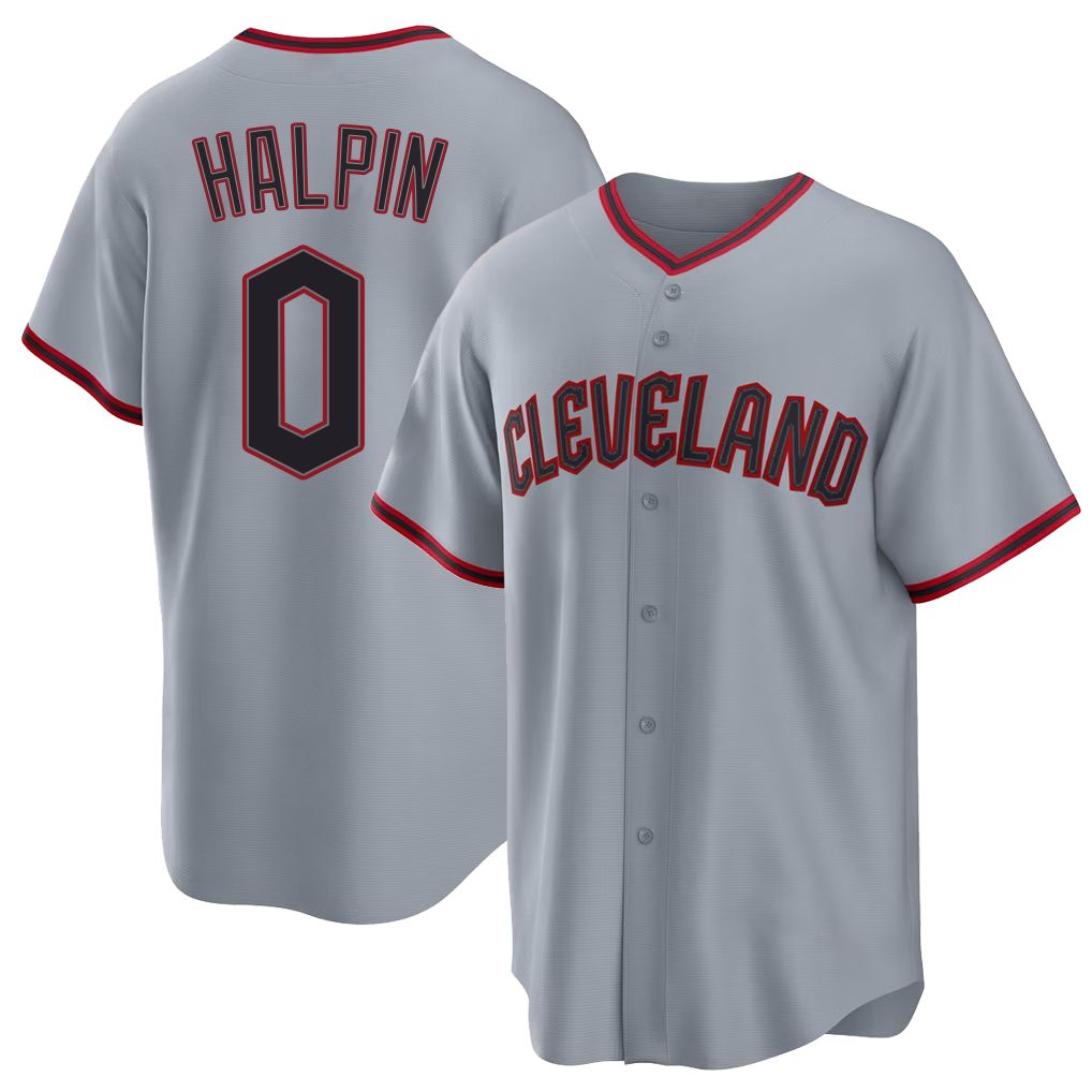 Cleveland #0 Halpin Player Baseball Short Sleeve Gray Jersey Petey For Men Women Youth Gift