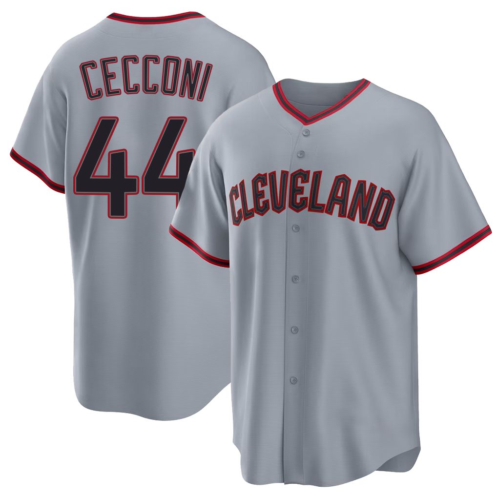 Cleveland #44 Cecconi Player Baseball Short Sleeve Gray Jersey Slade For Men Women Youth Gift