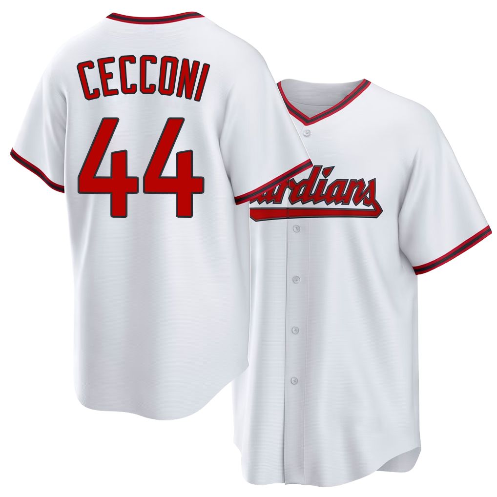 Cleveland #44 Cecconi Player Baseball Short Sleeve White Jersey Slade For Men Women Youth Gift