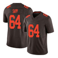 Cleveland #64 Sapp Player Football V Neck Short Sleeve Brown Jersey Tyreak For Men Youth Women Gift
