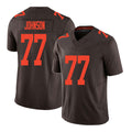 Cleveland #77 Johnson Player Football V Neck Short Sleeve Brown Jersey Zion For Men Youth Women Gift