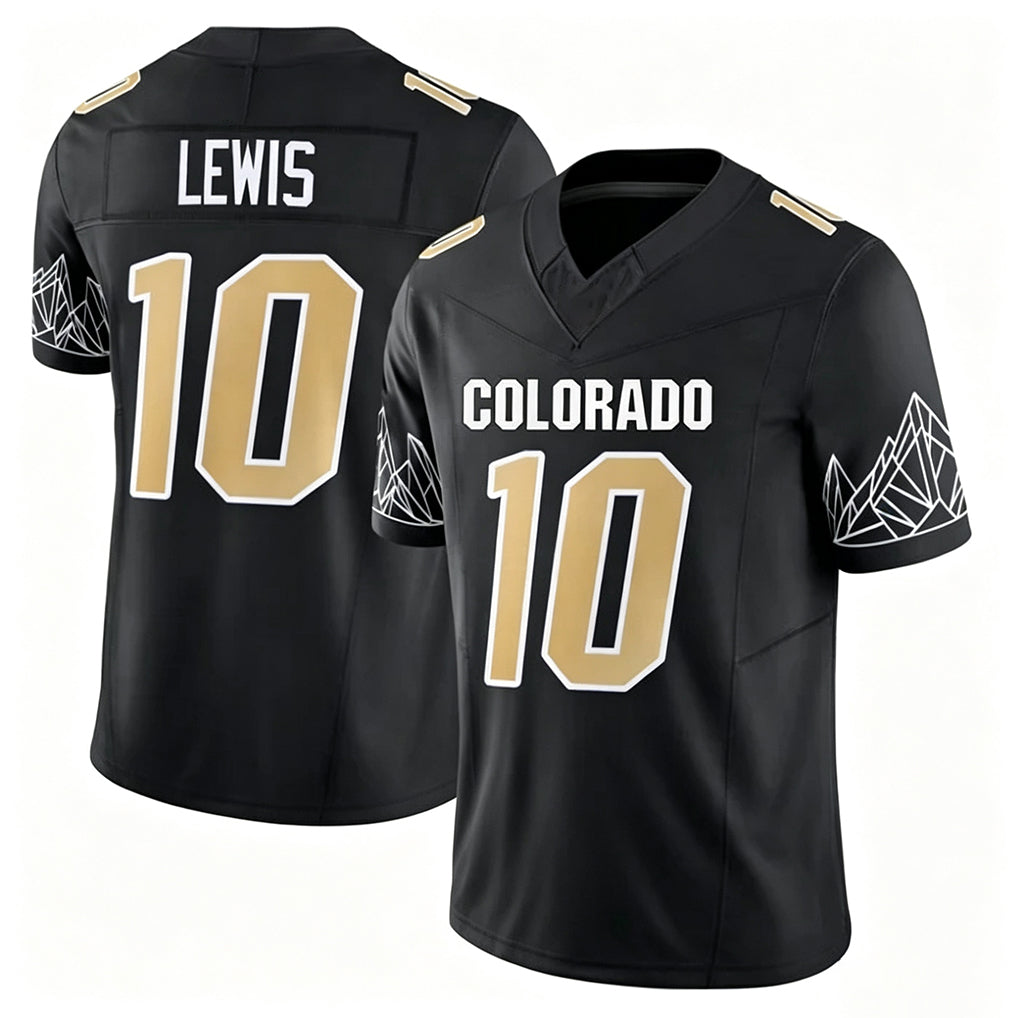 Colorado #10 Lewis Player College Football V Neck Short Sleeve Black Jersey Julian For Men Youth Women