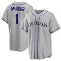 Colorado #1 Amador Player Baseball Short Sleeve Gray Jersey Adael For Men Women Youth Gift