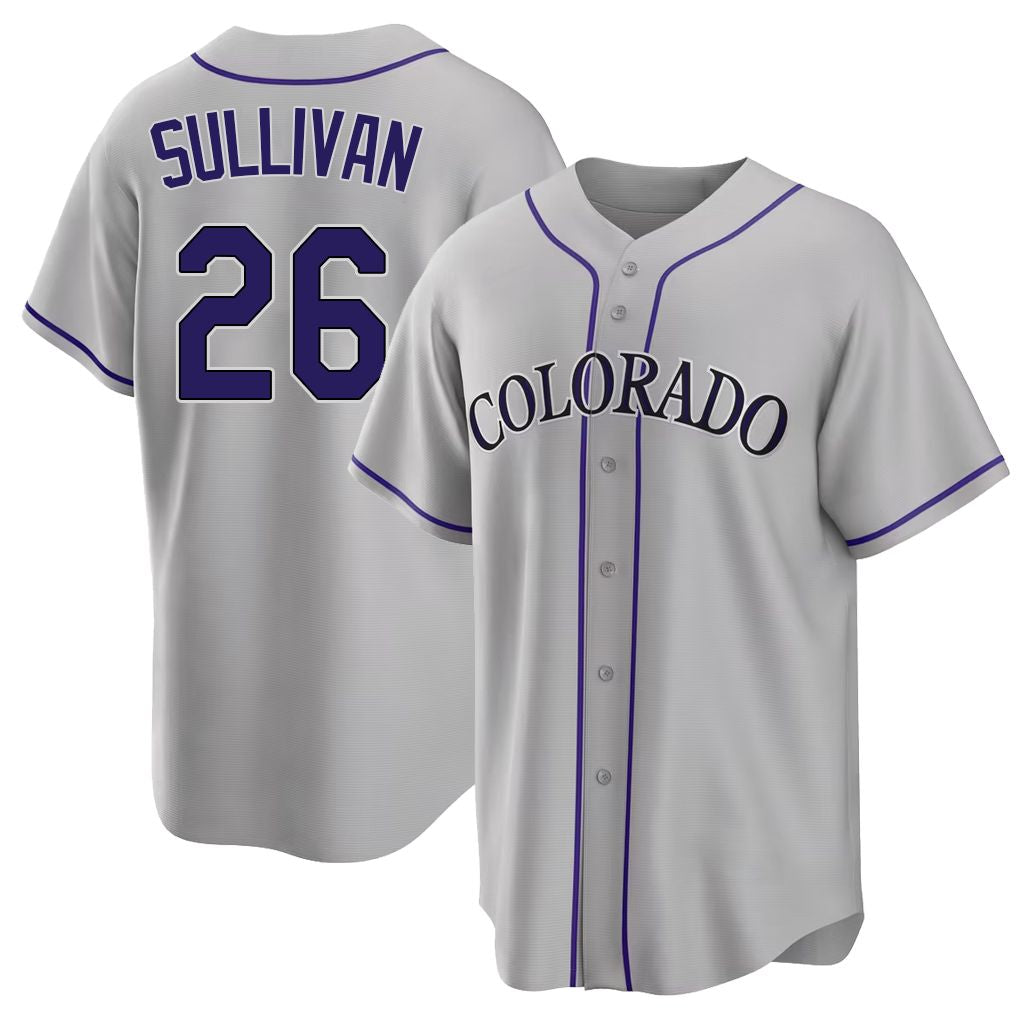 Colorado #26 Sullivan Player Baseball Short Sleeve Gray Jersey Brett For Men Women Youth Gift