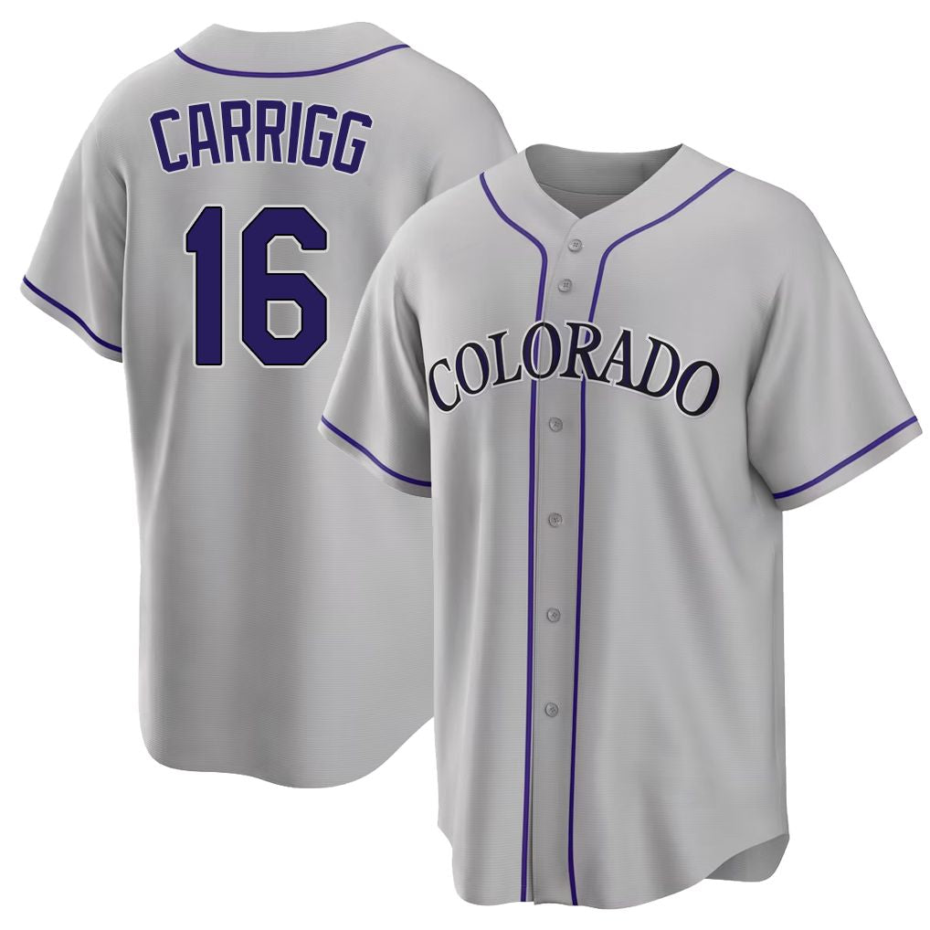 Colorado #16 Carrigg Player Baseball Short Sleeve Gray Jersey Cole For Men Women Youth Gift