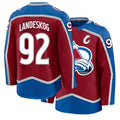 Mens Colorado #92 Landeskog Player Ice hockey Long Sleeve Burgundy Gabriel Jersey