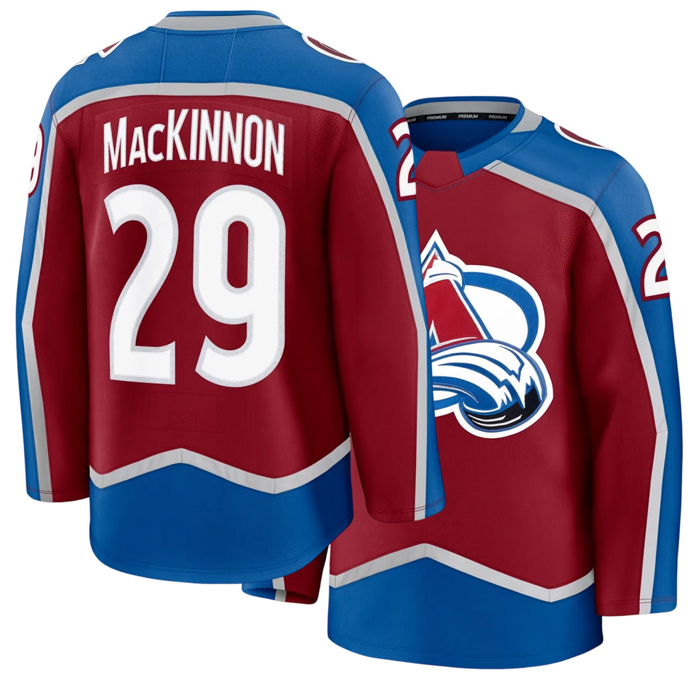 Mens Colorado #29 MacKinnon Player Ice hockey Long Sleeve Burgundy Nathan Jersey