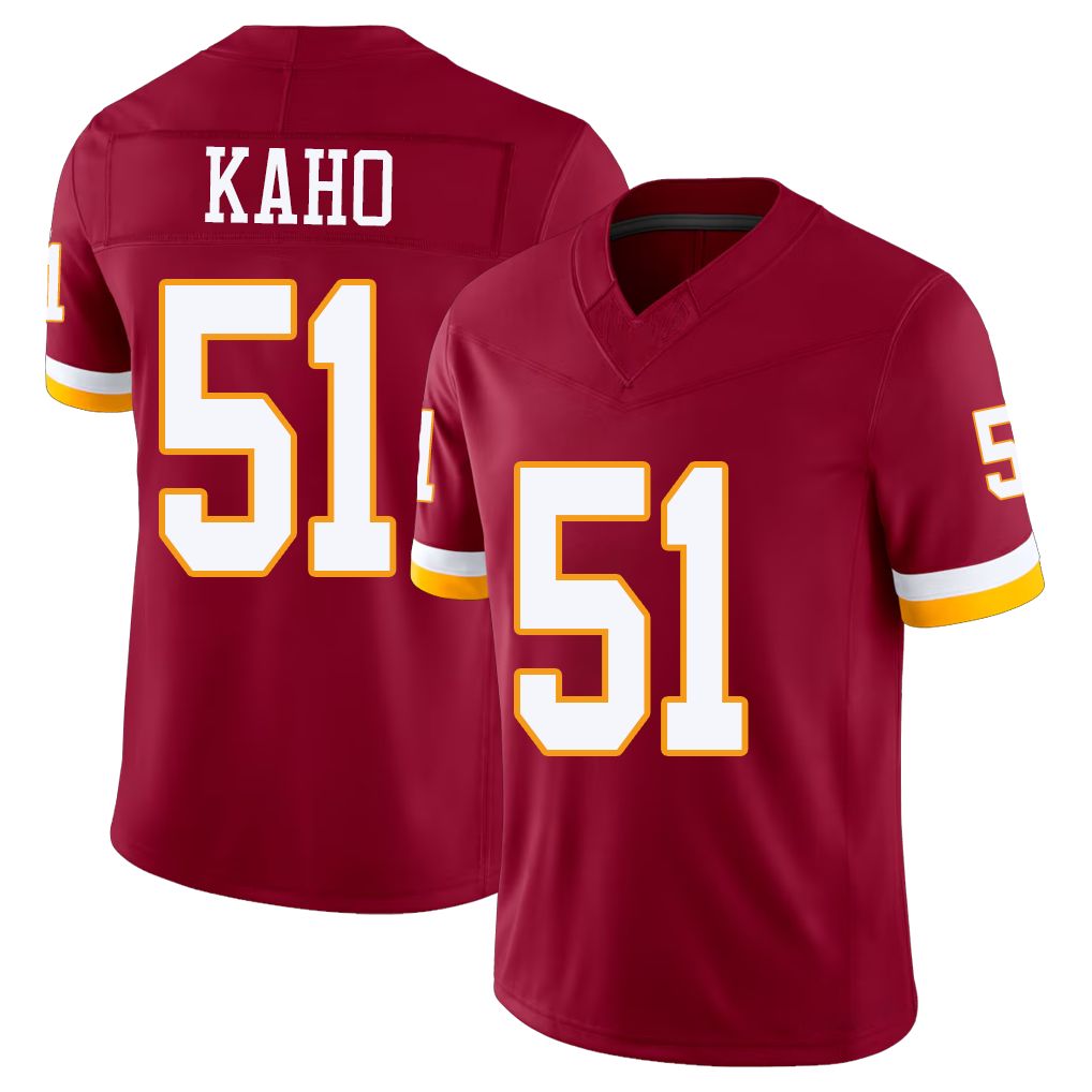 Washington #51 Kaho Player Football V Neck Short Sleeve Red Jersey Ale For Men Youth Women Gift
