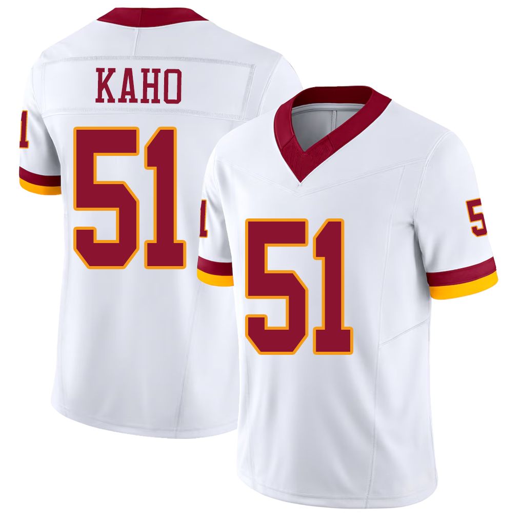 Washington #51 Kaho Player Football V Neck Short Sleeve White Jersey Ale For Men Youth Women Gift