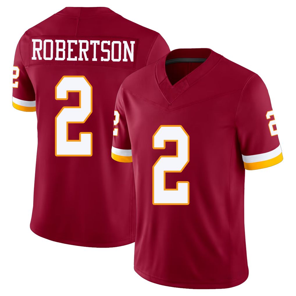 Washington #2 Robertson Player Football V Neck Short Sleeve Red Jersey Amik For Men Youth Women Gift