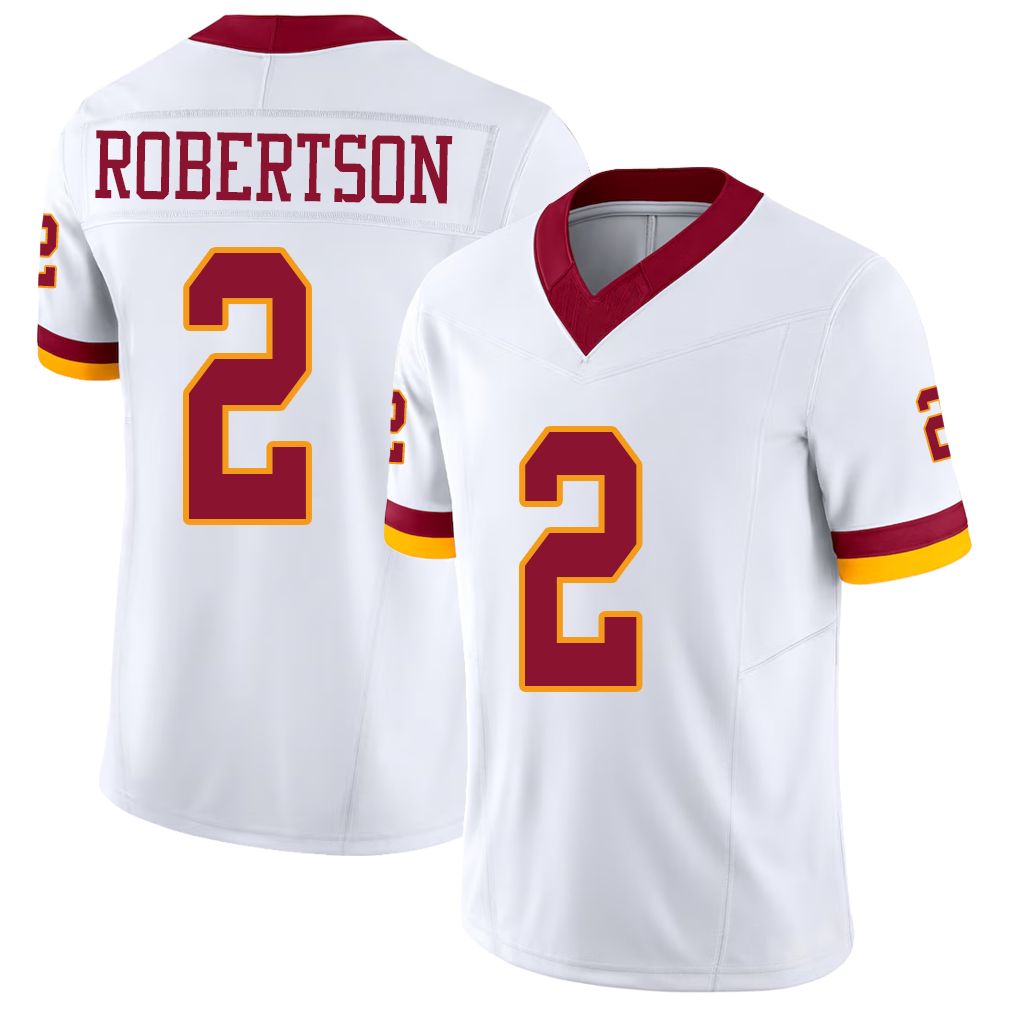 Washington #2 Robertson Player Football V Neck Short Sleeve White Jersey Amik For Men Youth Women Gift