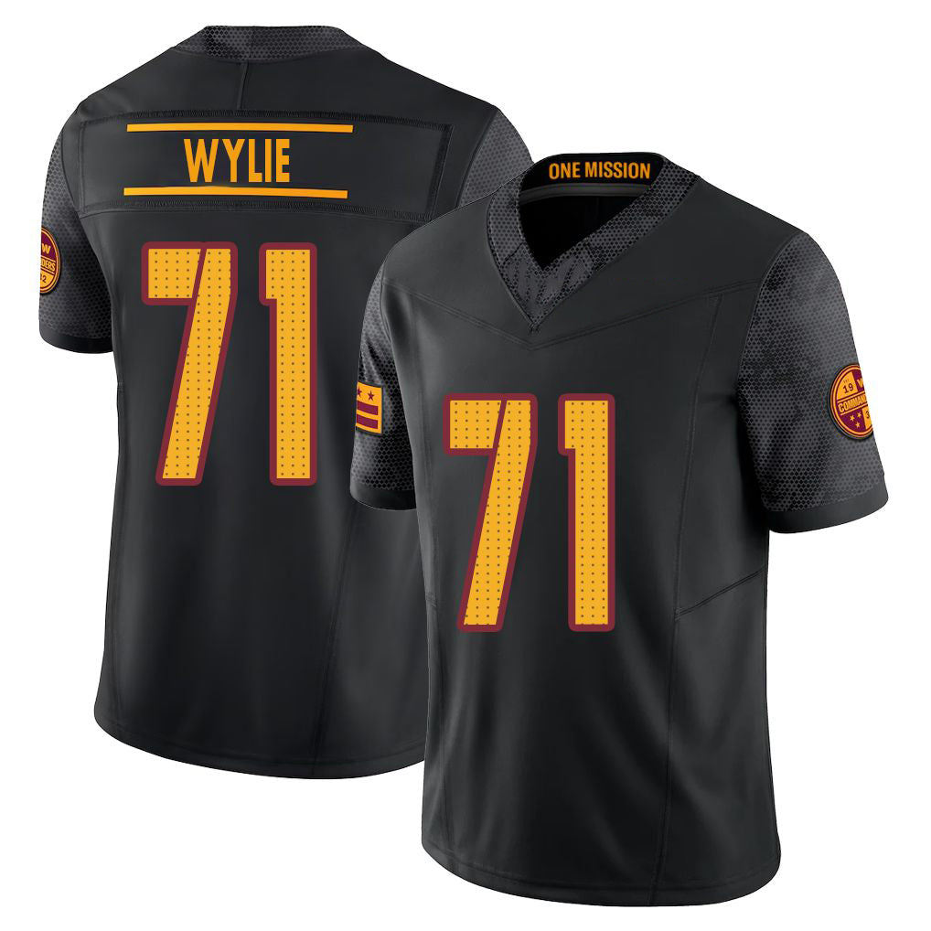 Washington #71 Wylie Player Football V Neck Short Sleeve Black Jersey Andrew For Men Youth Women Gift