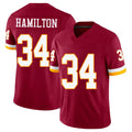 Washington #34 Hamilton Player Football V Neck Short Sleeve Red Jersey Antonio For Men Youth Women Gift