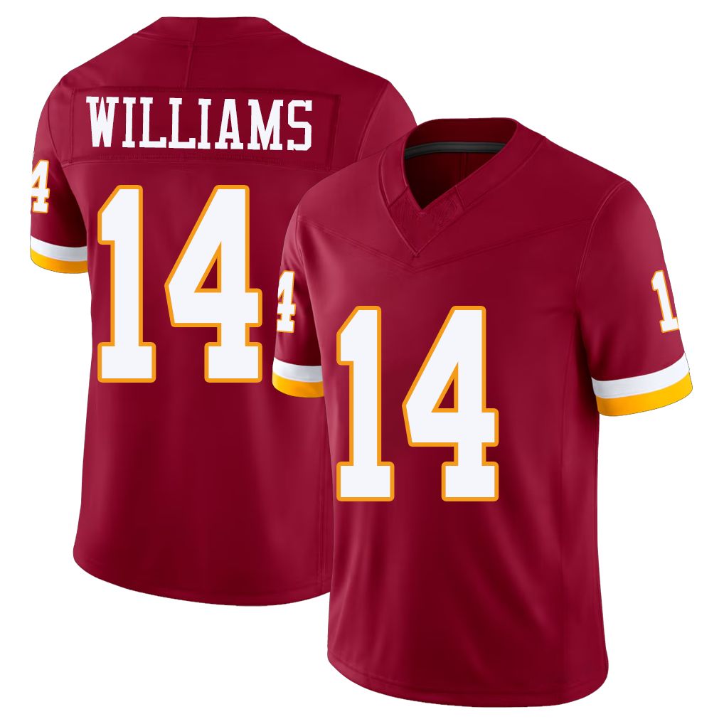 Washington #14 Williams Player Football V Neck Short Sleeve Red Jersey Antonio For Men Youth Women Gift
