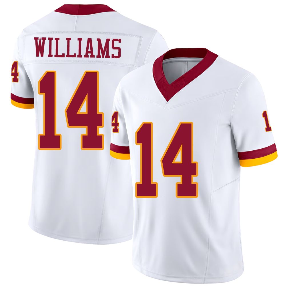 Washington #14 Williams Player Football V Neck Short Sleeve White Jersey Antonio For Men Youth Women Gift
