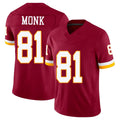 Washington #81 Monk Player Football V Neck Short Sleeve Red Jersey Art For Men Youth Women Gift