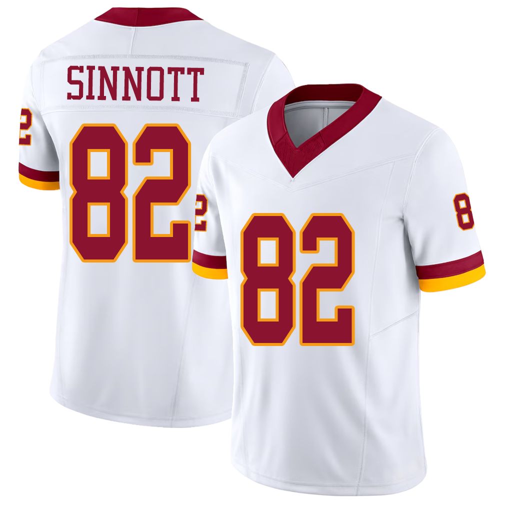 Washington #82 Sinnott Player Football V Neck Short Sleeve White Jersey Ben For Men Youth Women Gift