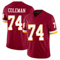 Washington #74 Coleman Player Football V Neck Short Sleeve Red Jersey Brandon For Men Youth Women Gift