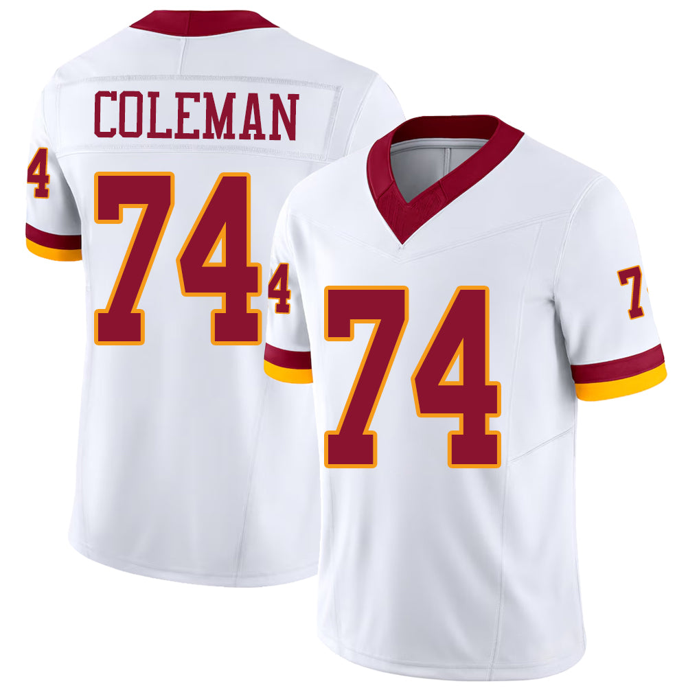 Washington #74 Coleman Player Football V Neck Short Sleeve White Jersey Brandon For Men Youth Women Gift