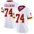 Washington #74 Coleman Player Football V Neck Short Sleeve White Jersey Brandon For Men Youth Women Gift